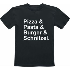 Food Kids - Pizza & Pasta & Burger & Schnitzel detské tricko černá