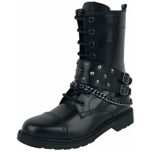 Gothicana by EMP Černé boty na šněrování s ozdobnými přezkami, řetízkem a nýty boty černá
