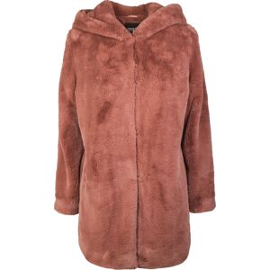 Urban Classics Dámský plyšový kabát s kapucí Dívcí kabát starorůžová