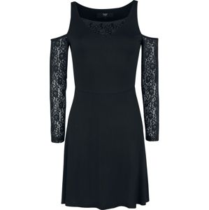 Black Premium by EMP Černé šaty s odhalenými rameny a krajkovými rukávy Šaty černá