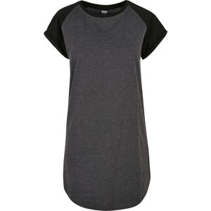 Urban Classics Dámské, tričkové šaty s raglanovými rukávy Šaty cerná/šedá