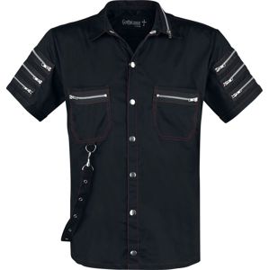 Gothicana by EMP Černá košile s krátkými rukávy s ozdobnými zipy Košile cerná/šeríková