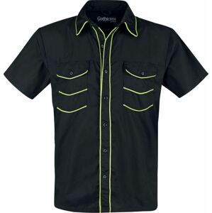 Gothicana by EMP Černá košile s krátkými rukávy s detaily v neónové barvě Košile černá