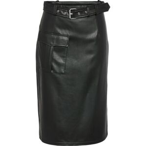 Noisy May Midi, kapsáčová sukně z polyuretanu NMPaula WVN s rozparkem Sukně černá