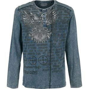 Rock Rebel by EMP blaues Langarmshirt mit Waschung und Print Tričko s dlouhým rukávem modrá