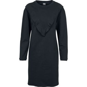 Urban Classics Dámské teplákové šaty s volánkem šaty černá