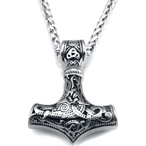 URBANTIMBER Thor's Hammer mit keltischen Knoten und Triquetra Náhrdelník - řetízek stríbrná