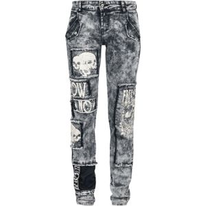 Rock Rebel by EMP Skarlett - graue Jeans mit starker Waschung, Prints und Patches Dámské džíny šedá