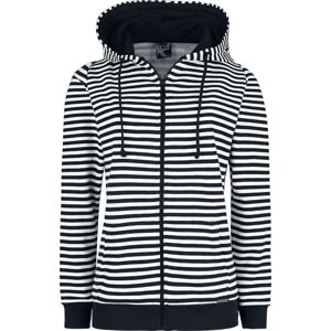 Pussy Deluxe Bunda s kapucí na zip Stripes dívcí mikina s kapucí a zipem cerná/bílá