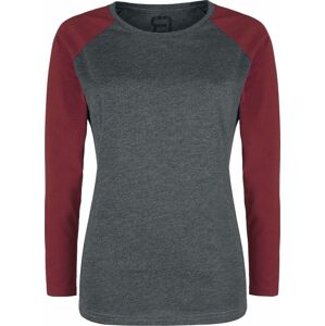 RED by EMP Tričko s kontrastními, dlouhými, raglánovými rukávy Dámské tričko s dlouhými rukávy šedivějící / bordó