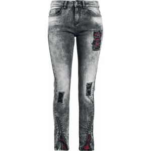Rock Rebel by EMP Skarlett - Jeans mit starker Waschung, Rissen und Karo-Details Dámské džíny černá
