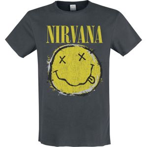 Nirvana Amplified Collection - Worn Out Smiley Tričko charcoal
