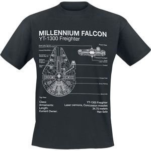 Star Wars Millenium Falcon Blueprint tricko černá