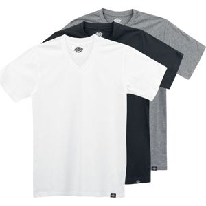 Dickies Balení 3 triček s Véčkovým výstřihem Multi Colour tricko cerná/šedá/bílá