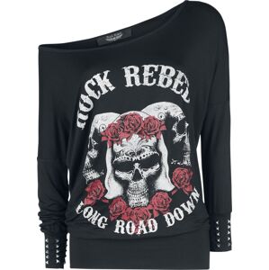 Rock Rebel by EMP Košile s dlouhými rukávy a potiskem s lebkou a růžemi Dámské tričko s dlouhými rukávy černá