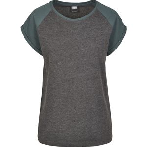 Urban Classics Dámské kontrastní raglanové tričko Dámské tričko charcoal/zelená