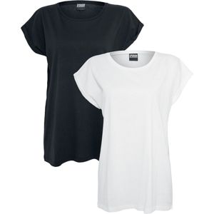 Urban Classics Dámské tričko s rozšířenými rameny - balení 2 ks Dámské tričko cerná/bílá