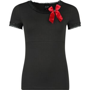 Pussy Deluxe Bow On Black Shirt Dámské tričko cerná/cervená