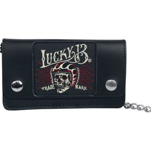 Lucky 13 Skull Built Kožená peněženka černá