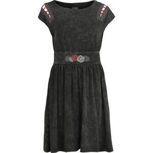 Black Premium by EMP Cut Out Dress with Roses Šaty černá