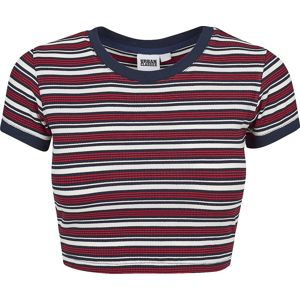 Urban Classics Ladies Rip Stripe Cropped Tee Dámské tričko bílá / červená / modrá