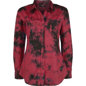 Black Premium by EMP Červené tričko s dlouhými rukávy a batikovým vzorem Dámská halenka cervená/cerná