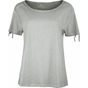 Black Premium by EMP Šedé tričko s opraným efektem a ozdobným šněrováním Dámské tričko šedá