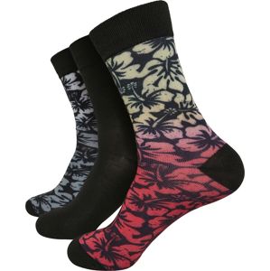 Urban Classics Balení 3 párů ponožek Flower Ponožky Černá / šedá / červená