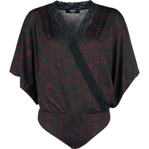 Black Premium by EMP Schwarzer Body in Wickeloptik, mit Kimono-Ärmeln und Alloverprint Dámské spodní prádlo černá