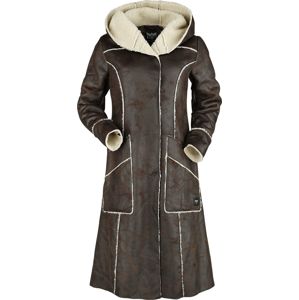 Black Premium by EMP Hnědý koženkový kabát s neukončenými švy Dámský kabát Špinavě bílá / hnědá
