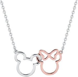 Mickey & Minnie Mouse Disney by Couture Kingdom - Mickey and Minnie Náhrdelník - řetízek stríbrná