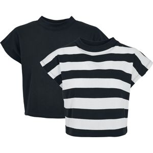 Urban Classics Dámské proužkované krátké tričko - balení 2 ks Dámské tričko cerná/bílá