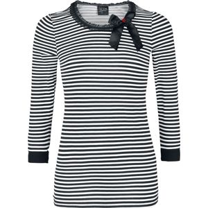Pussy Deluxe Dívčí tričko s 3/4 rukávy a proužky dívcí triko s dlouhými rukávy cerná/bílá