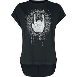 EMP Stage Collection Tričko s rockhand s levhartím potiskem Dámské tričko černá