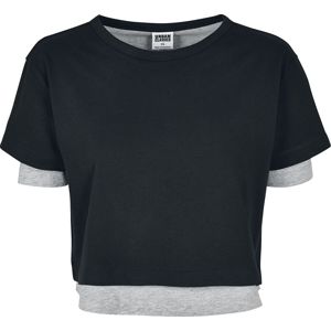 Urban Classics Dámské dvouvrstvé tričko Dámské tričko cerná/šedá