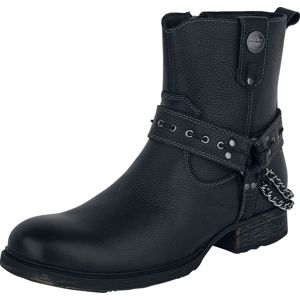 Rock Rebel by EMP Černé motorkářské boty s řemínky a řetízky boty černá