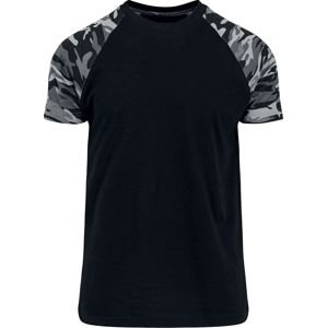 Black Premium by EMP Raglanové kontrastní tričko tricko černá/tmavý maskáč